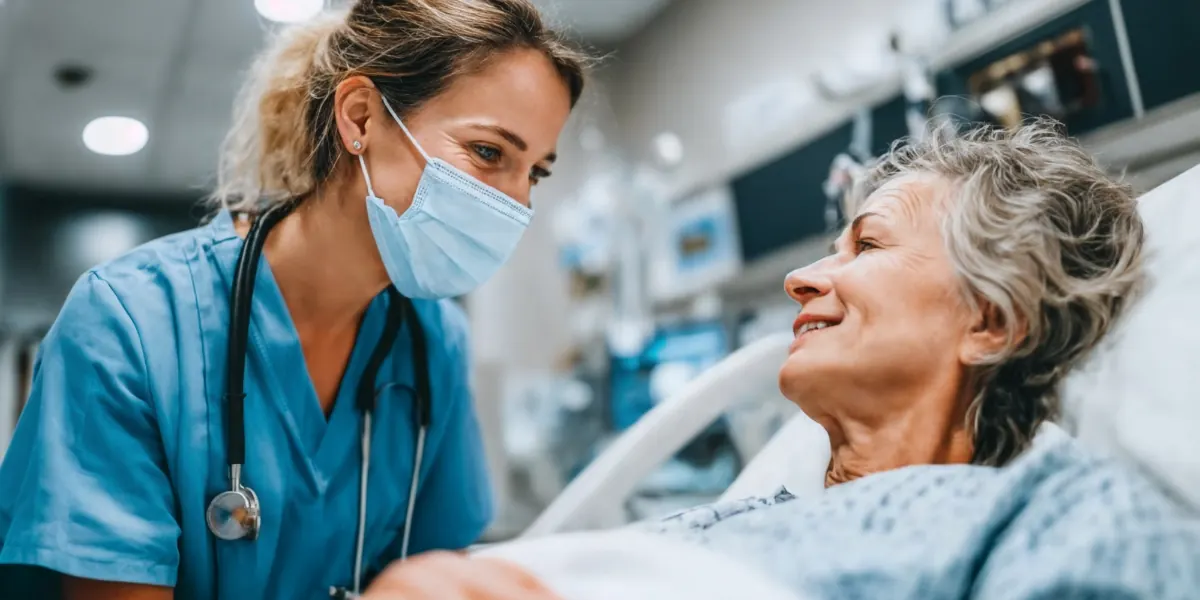 Nursing assistant student practicing patient care skills