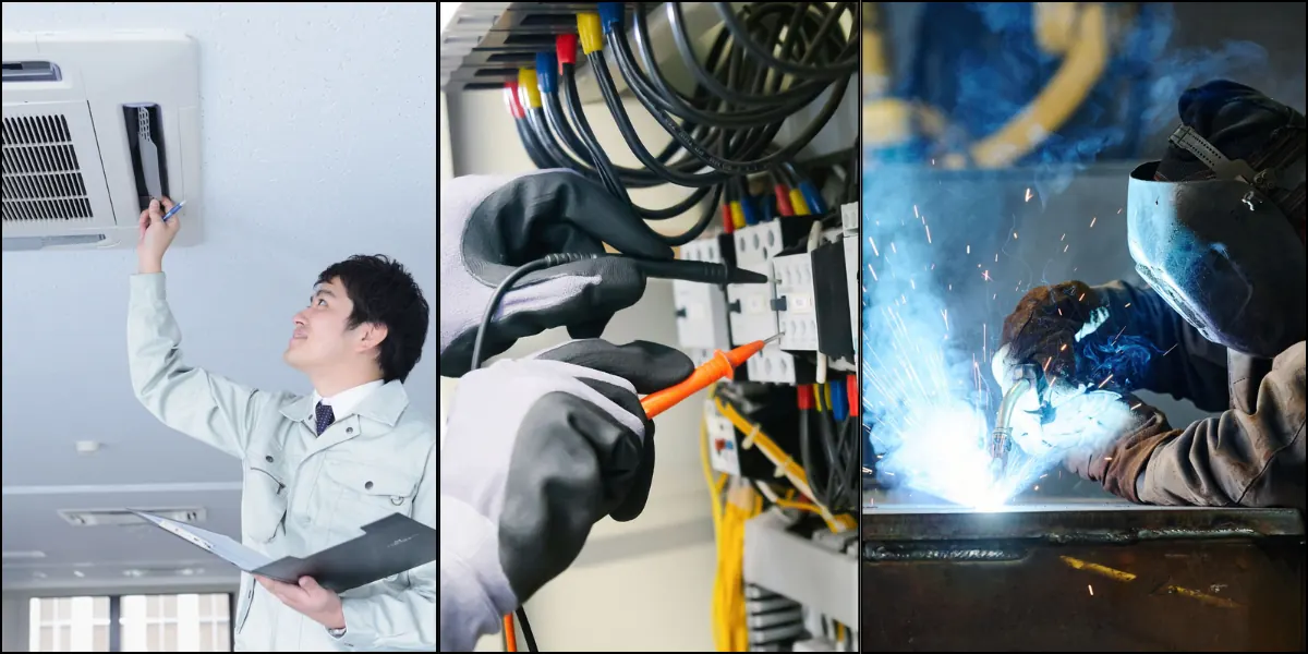 Trade school students in a hands-on training lab